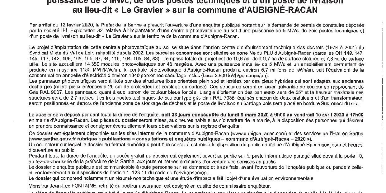 avis d’ouverture d’enquête publique IEL