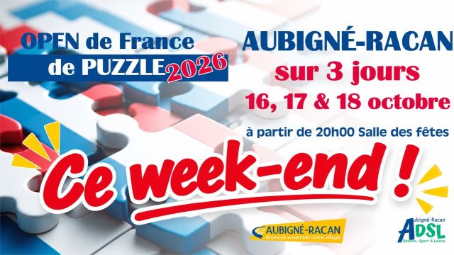 Il reste encore quelques places en individuel pour le dimanche ! 🧩
Inscriptions : https://www.helloasso.com/associations/aubigne-detente-sport-et-loisirs/evenements/open-de-france-de-puzzle-2026-a-aubigne-racan-72

@followers