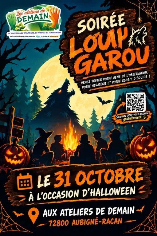 Envie de frissons et de passer un bon moment entre amis. Venez participer au grand jeux du Loup-garou. 
Rendez-vous samedi 31 octobre à partir de 18h00 pour les enfants et 20h30 pour les adultes. A très vite.

Lien pour s'inscrire : https://forms.gle/f9VDMWZzziCB8FaS9