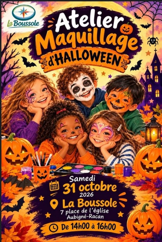 Samedi prochain, pour les petits et les grands, à la La Boussole - Aubigné-Racan de 14h à 16h ! 👻🎃

@followers