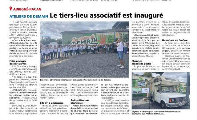 Merci au Petit Courrier actu.fr pour cet article très complet qui met en valeur les bénévoles et la municipalité Mieux vivre ensemble à Aubigné-Racan